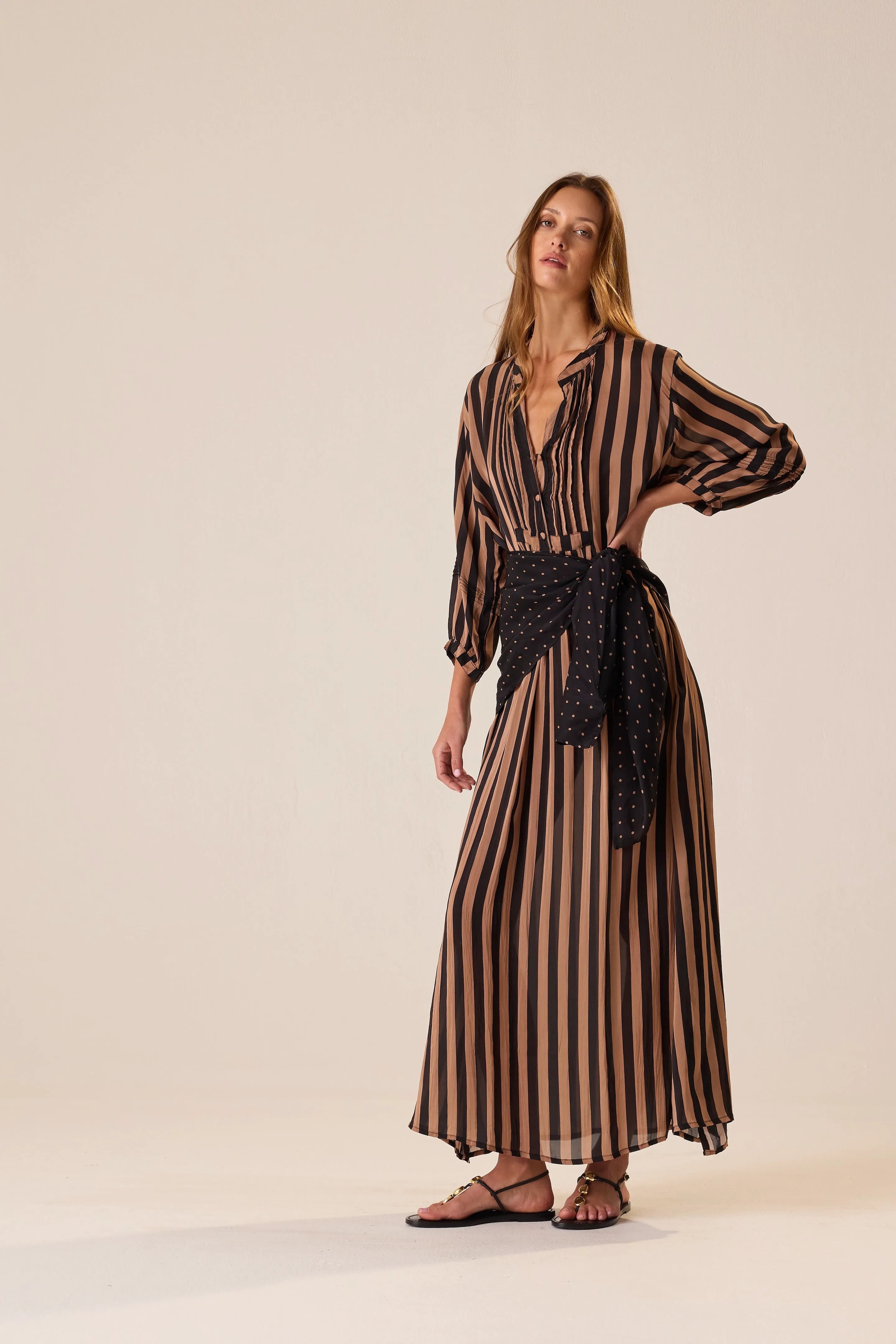 PETITE POLKA DOT BLACK & TAN