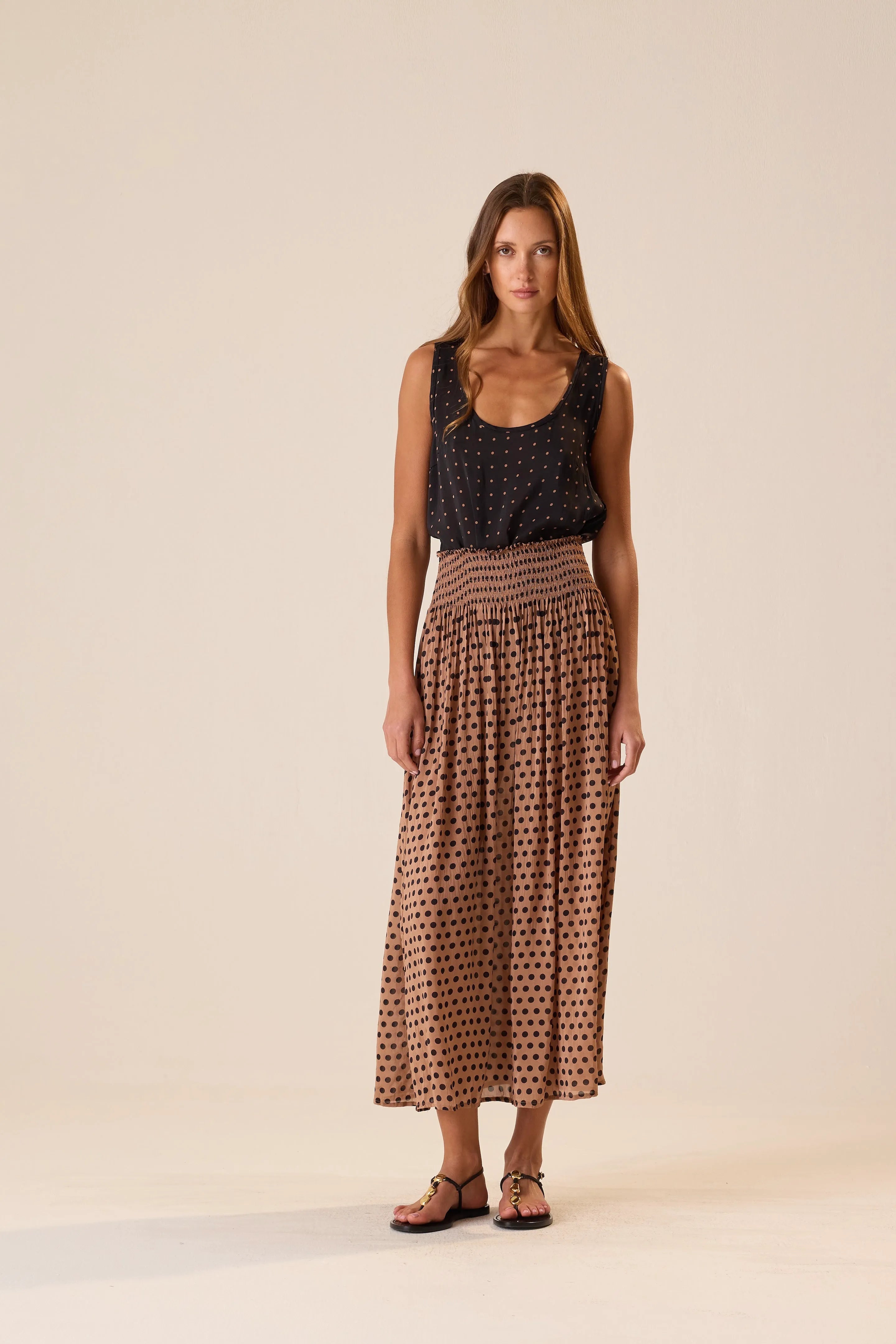 PETITE POLKA DOT BLACK & TAN