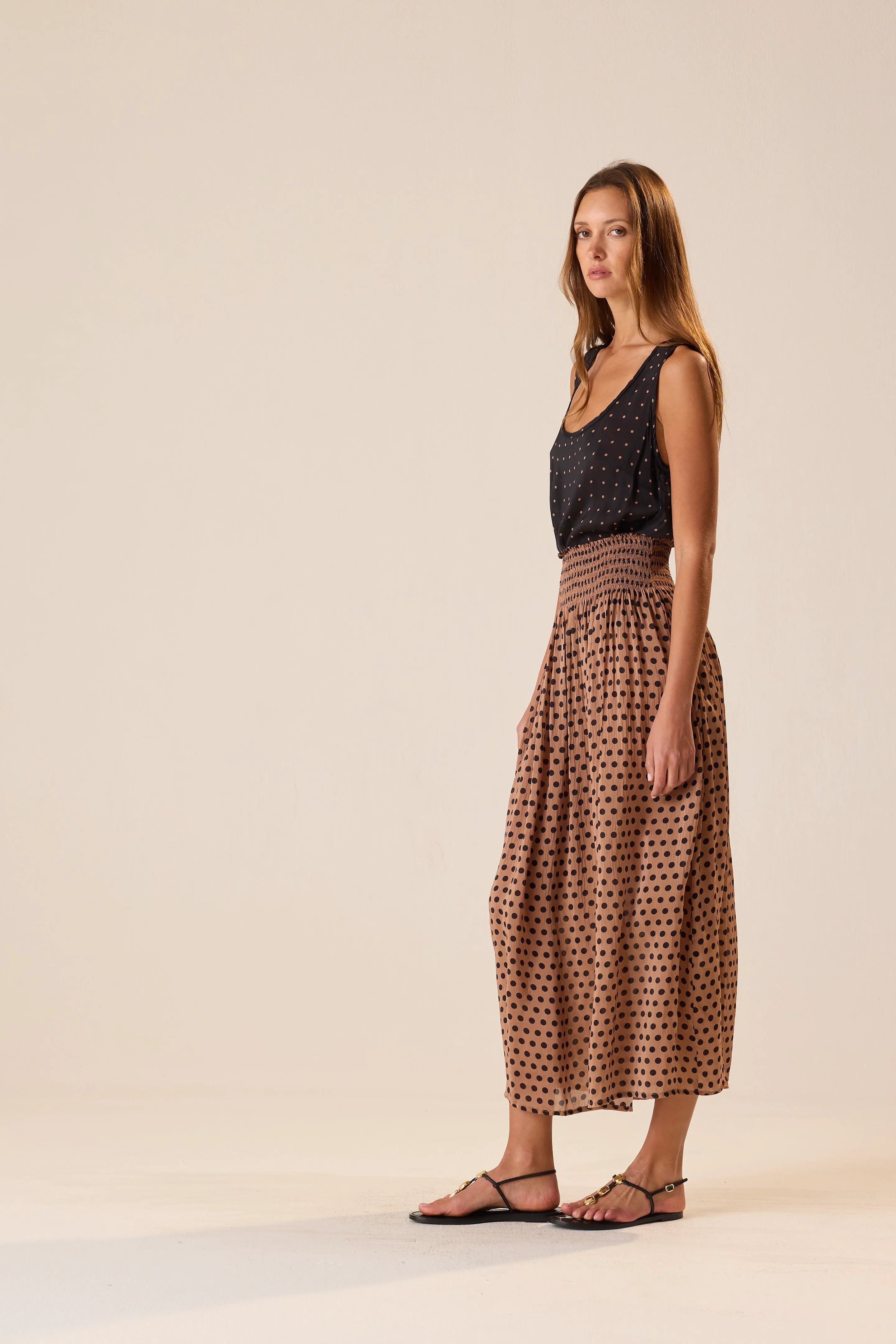 PETITE POLKA DOT BLACK & TAN
