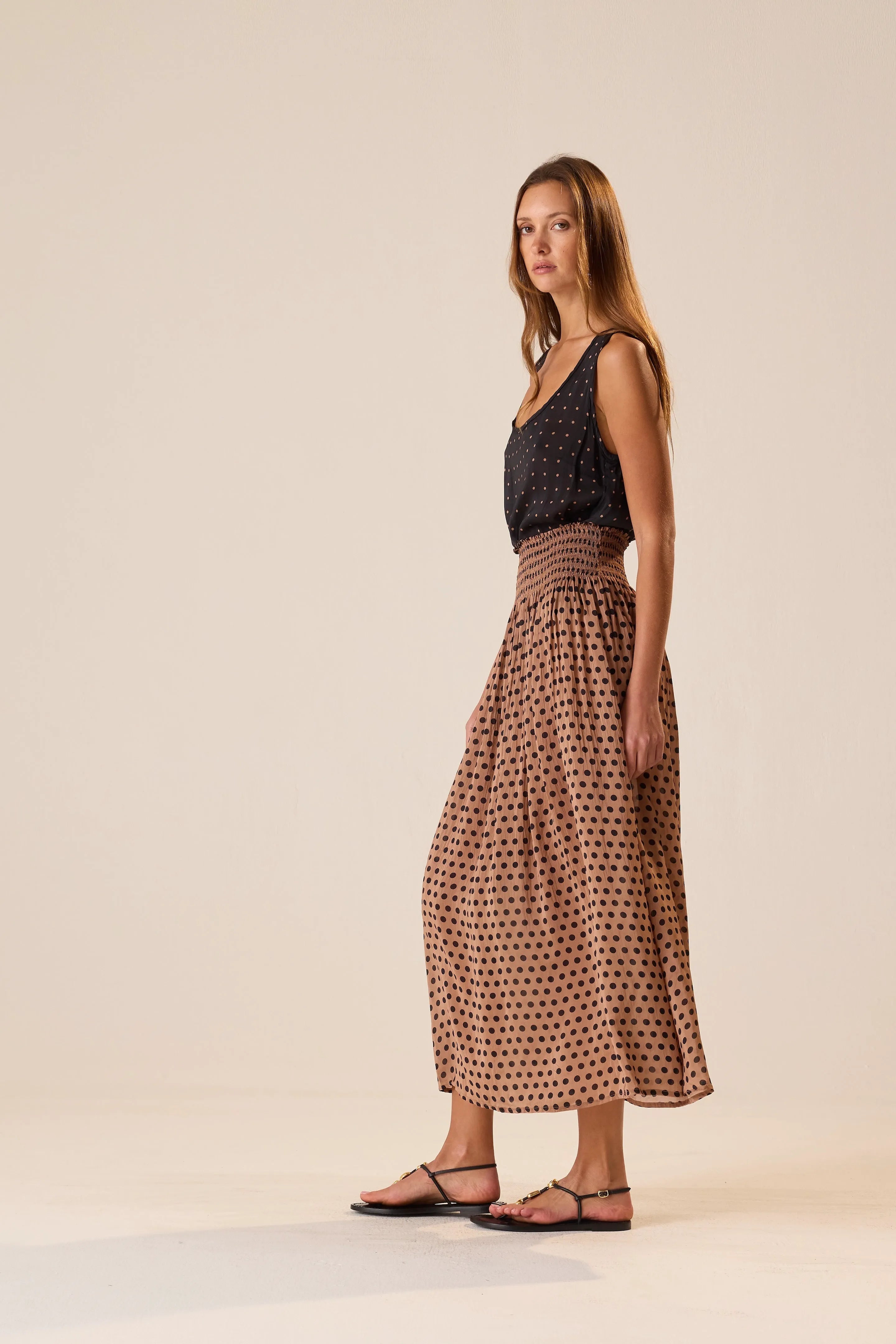 PETITE POLKA DOT BLACK & TAN