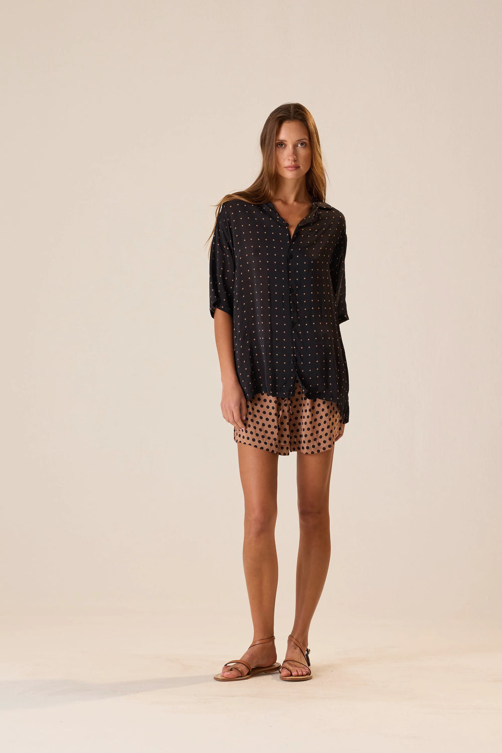 PETITE POLKA DOT BLACK & TAN