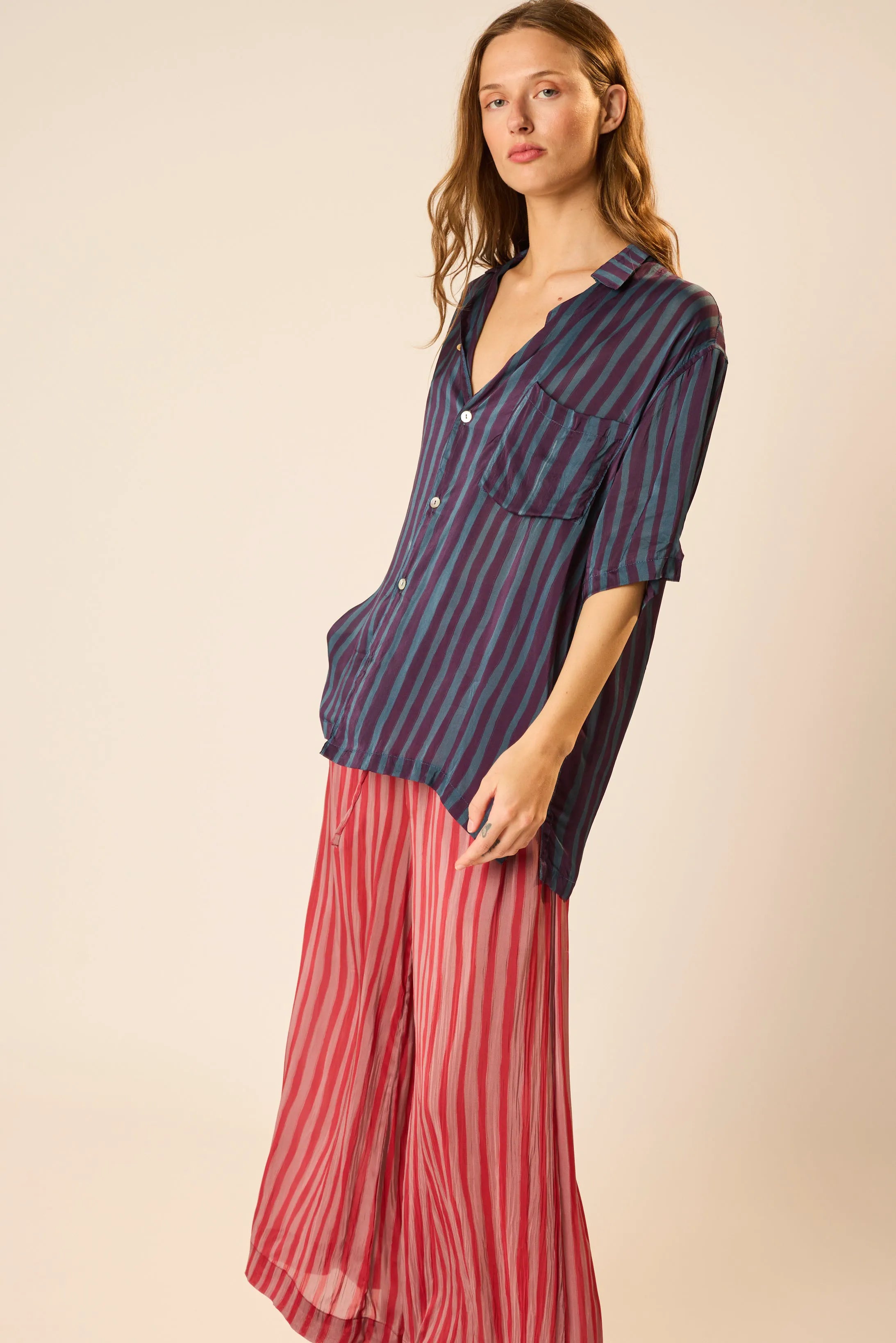 PETITE STRIPE PETROLEUM
